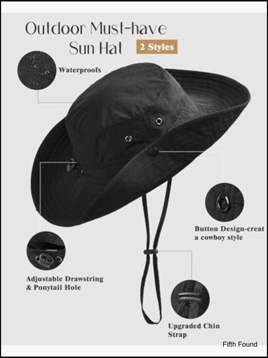 Packable Sun Hat with Ponytail Hole UPF 80+ Wide Brim Adjustable